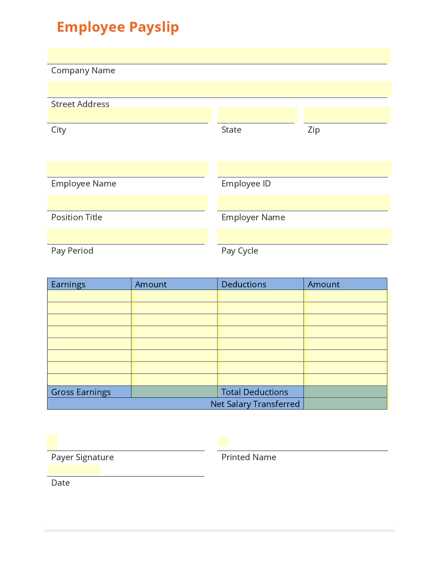 free payslip form Template Business Form Gallery