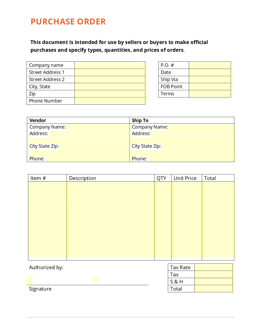 Purchase Order Request Form