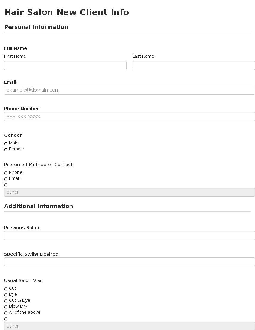 Customer Information Form Template Customer Information